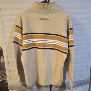 South Pole Tan and Gold Striped Turtleneck Sweater